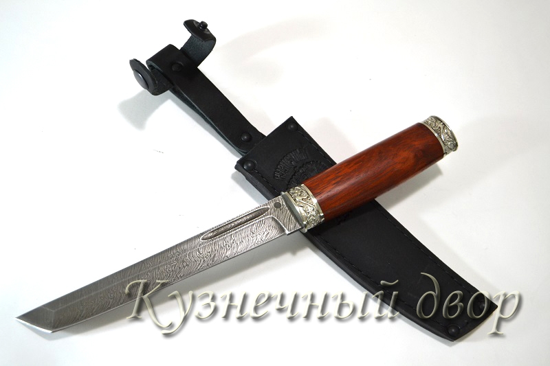 Нож "Танто" сталь- дамаск, рукоять- художественное литье, карельская береза.