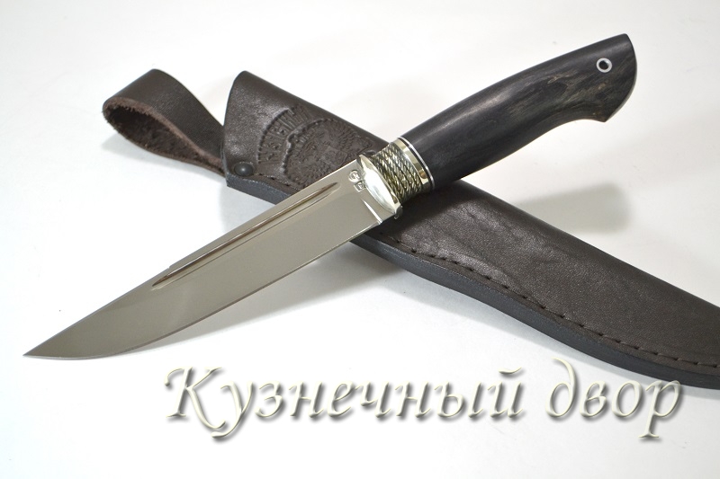 Нож "Игла"  сталь- D2, рукоять-мельхиор, стабилизированная карельская береза.