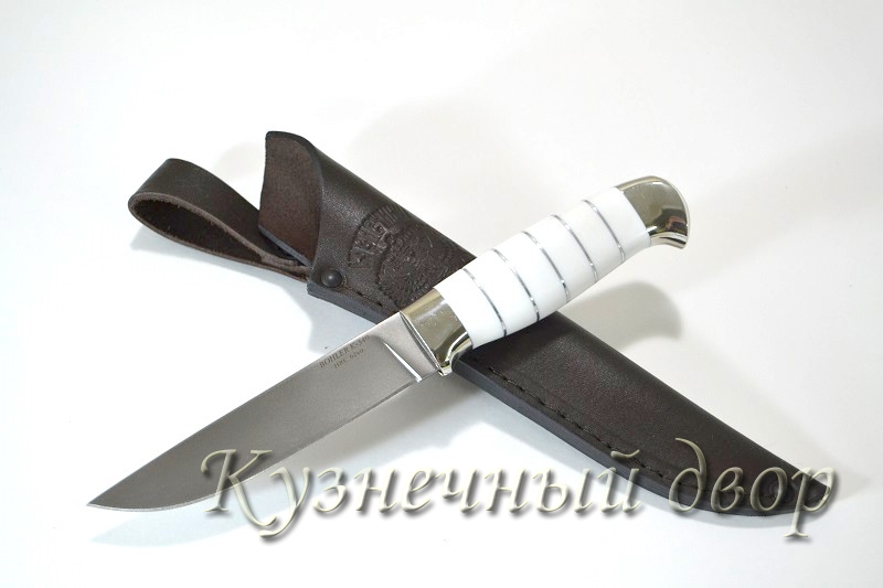 Нож "Грибник" сталь- BOHLER К 340, рукоять-мельхиор, акрил.