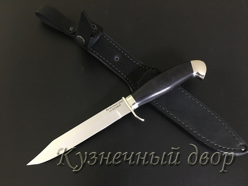 Нож НР-40 сталь -Х12МФ кованая, рукоять- мельхиор, черный граб.