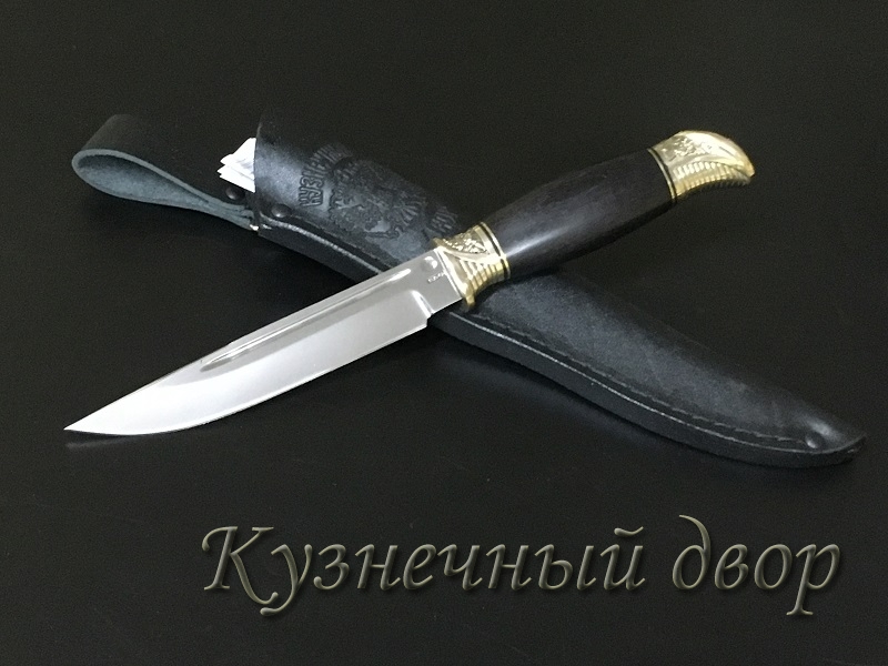 Нож  НКВД,  сталь- 110Х18, рукоять- латунное  художественное литье, черный граб. 