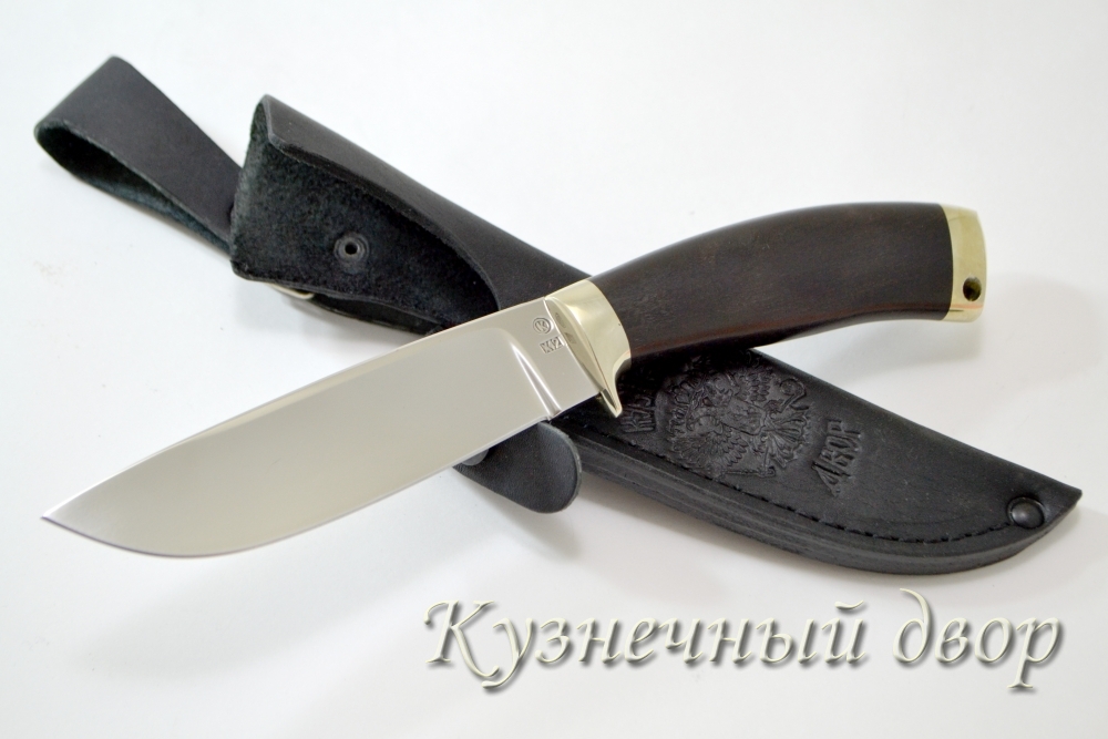 Нож "Лесник" сталь -Х12МФ кованая, рукоять- мельхиор, черный граб.