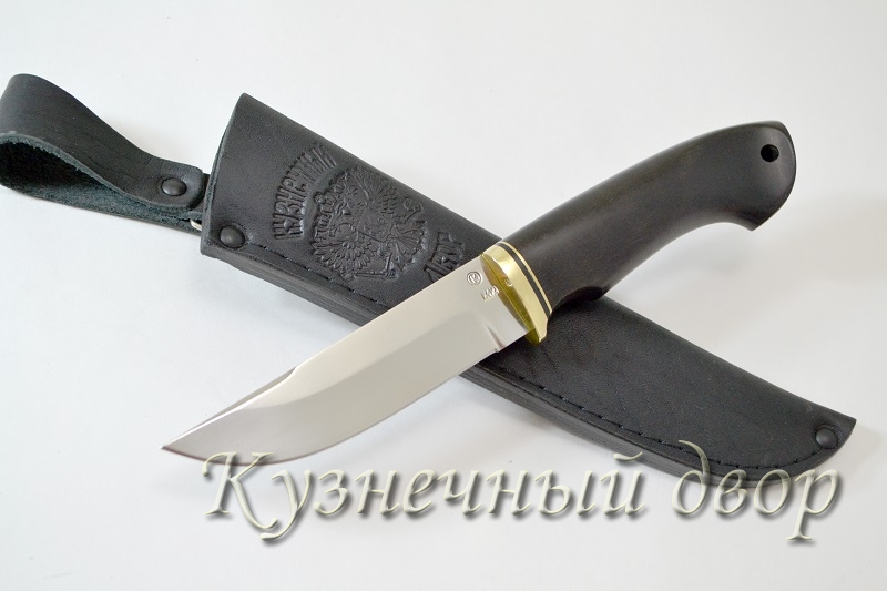 Нож  "Овод" сталь -Х12МФ кованая, рукоять- латунь, черный граб.