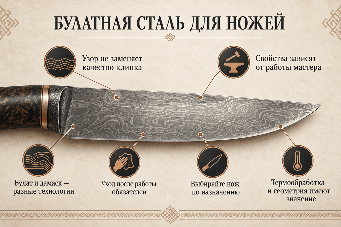 Основные свойства булатной стали для&nbsp;ножей