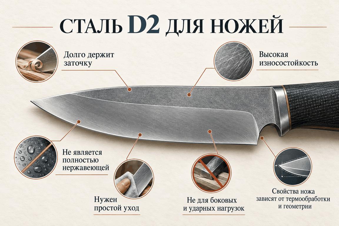 Основные свойства стали D2 для&nbsp;ножей