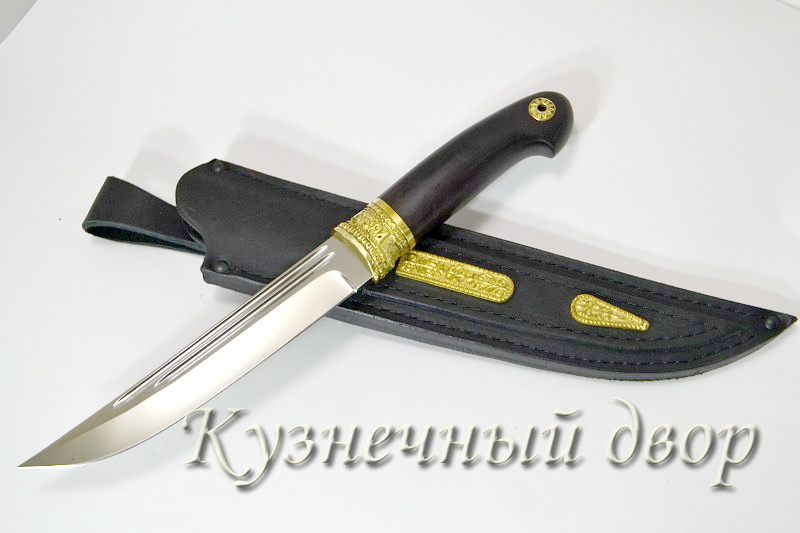 Нож "Казацкий Засапожный" сталь-110Х18 кованая, рукоять-художественное литье из латуни, черный граб.