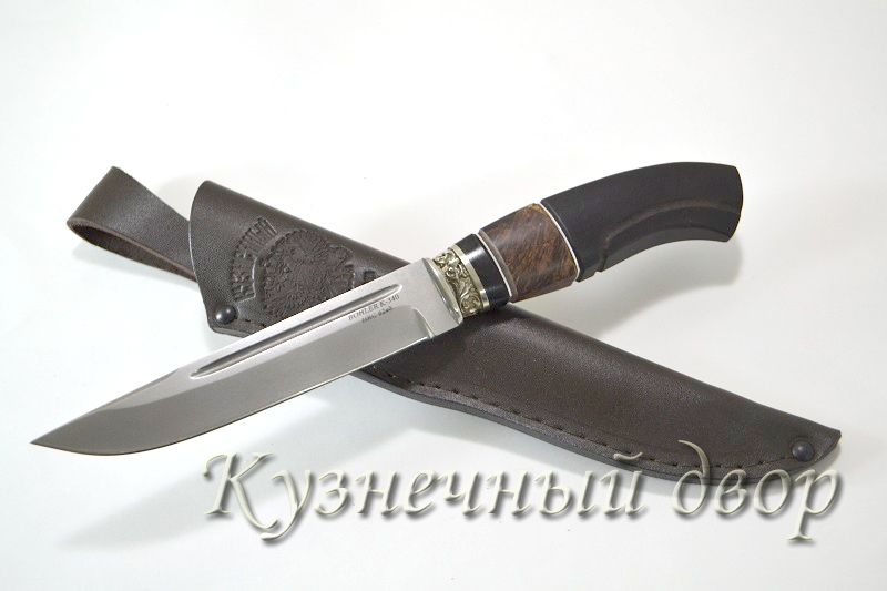Нож "Игла", сталь-BOHLER К 340, рукоять-мельхиор, карельская береза, черный граб. 