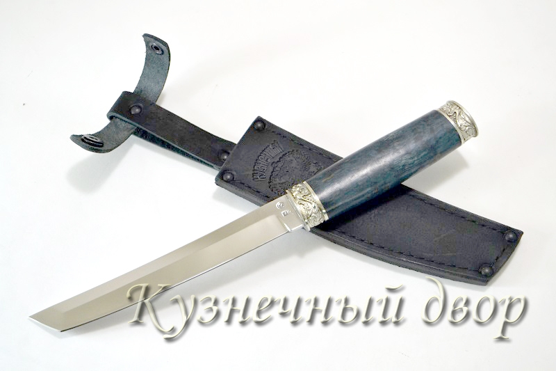 Нож "Танто"  сталь -Х12МФ кованая, рукоять- художественное литье из мельхиора, карельская береза.
