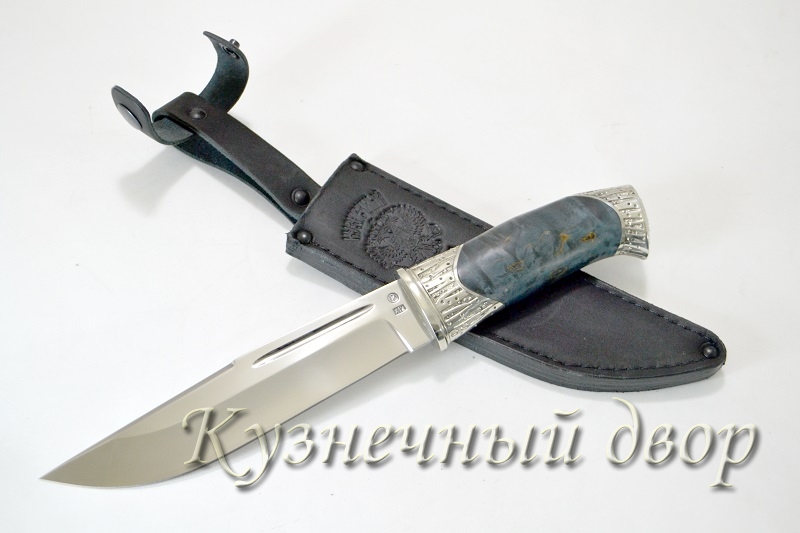 Нож "Варан"  сталь -Х12МФ кованая, рукоять- карельская береза, художественное литье из мельхиора.