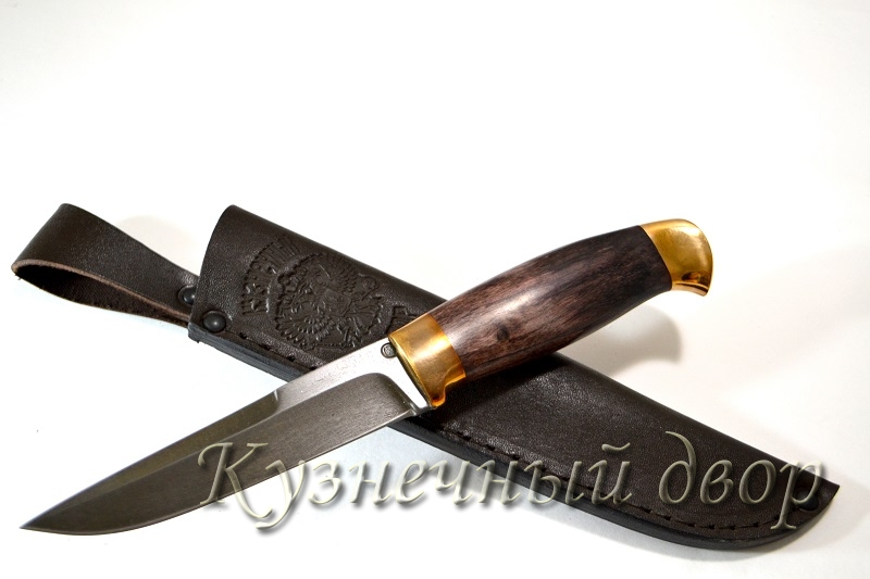 Нож "Финский"  сталь-булат, рукоять- бронза, карельская береза. 