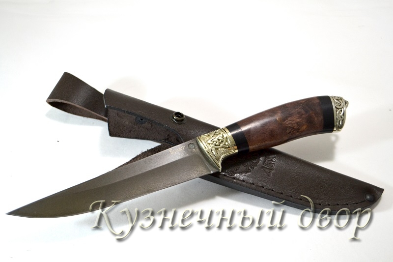 Нож "Сумрак"  сталь-булат, рукоять- художественное литье из мельхиора, карельская береза.   