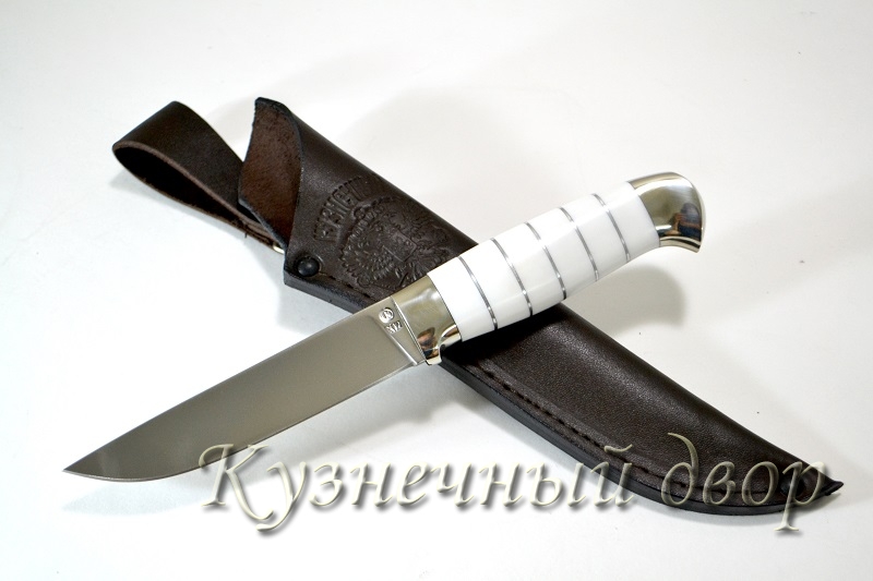 Нож "Грибник" сталь -Х12МФ кованая, рукоять- мельхиор, акрил.