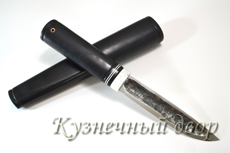 Нож  "Якутский"  сталь- Х12МФ, рукоять и ножны - акрил, черный граб. 