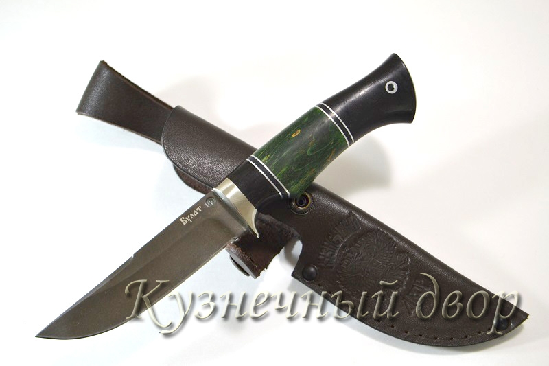 Нож  "Овод"  сталь-булат, рукоять- мельхиор, карельская береза, черный граб.