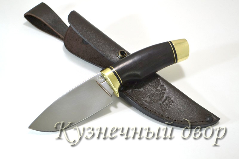 Нож "Филин" сталь-110Х18 кованая, рукоять-латунь, черный граб. 