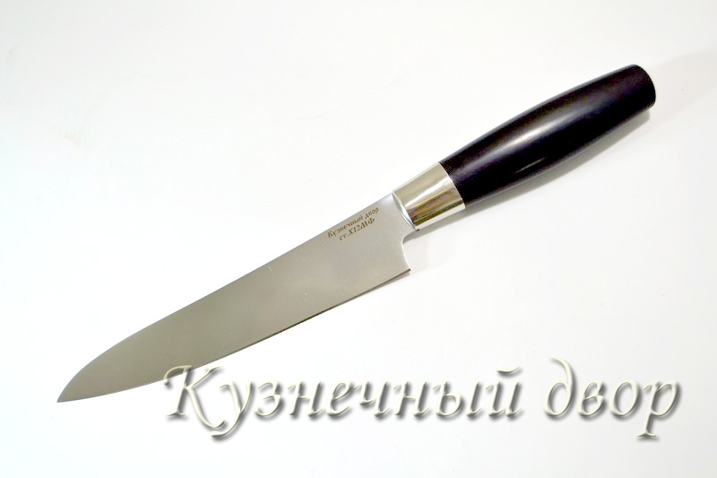 Нож "Универсальный"  сталь-Х12МФ, рукоять- мельхиор, черный граб. 