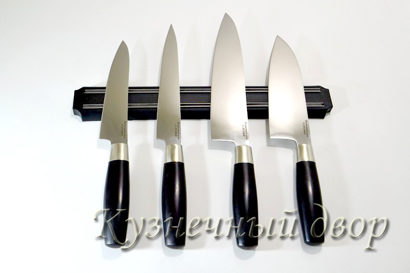 Набор кухонных ножей из стали Х12МФ,  рукоять- мельхиор, черный граб.