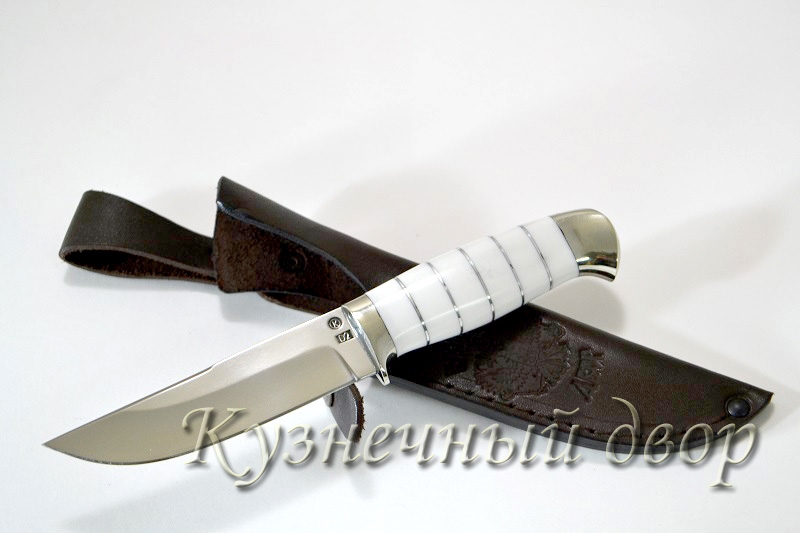 Нож  "Овод" сталь- D2, рукоять- литье из мельхиора, акрил.