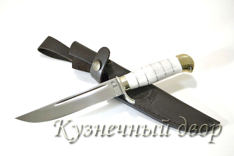 Нож  "Якут" сталь- D2, рукоять- литье из мельхиора, акрил.