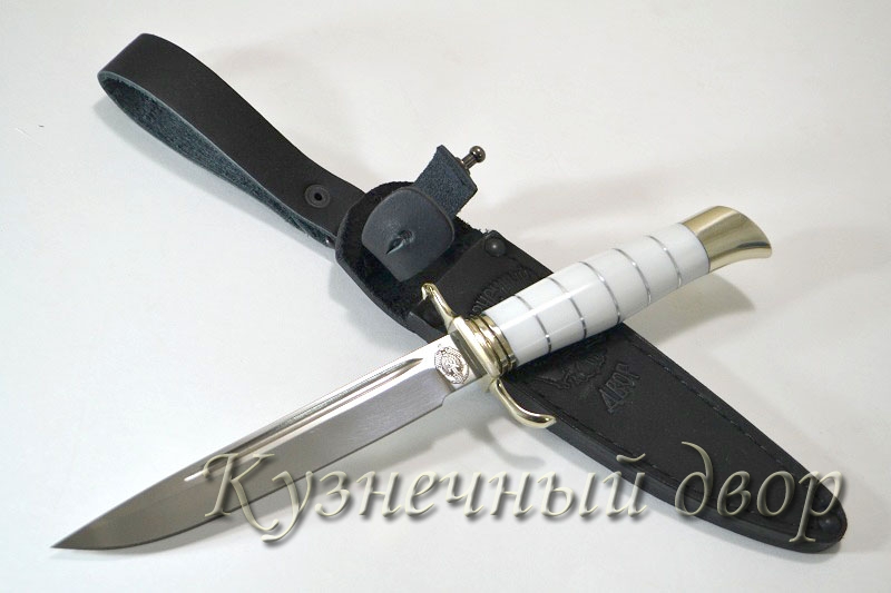 Нож "НКВД" сталь-Х12МФ кованая, рукоять- мельхиор, акрил. 