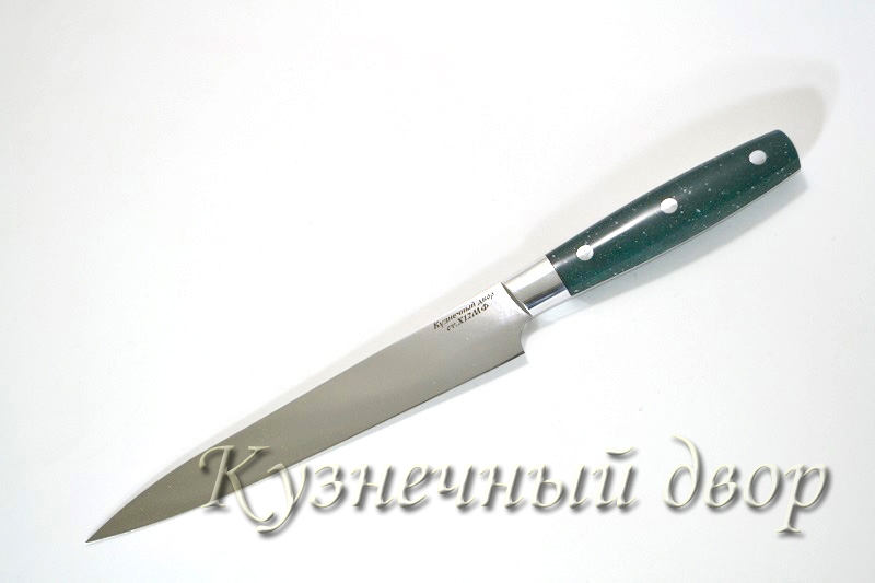 Нож "Для тонкой нарезки" цельнометаллический,  сталь-Х12МФ, рукоять- мельхиор, акрил.