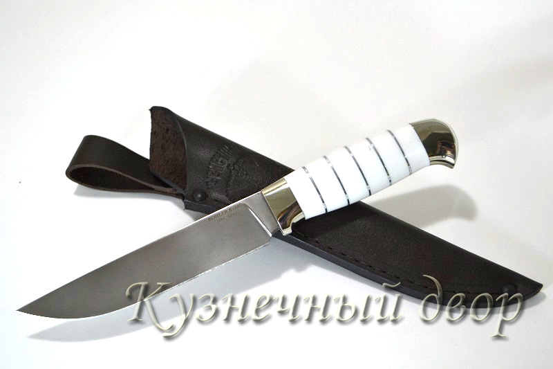 Нож "Кайман" сталь- BOHLER К 340, рукоять-мельхиор, акрил. 