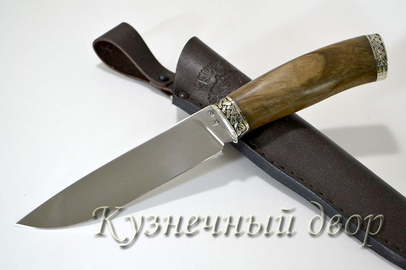 Нож "Таран" сталь-Х12МФ кованая, рукоять- художественное литье из мельхиора, орех.
