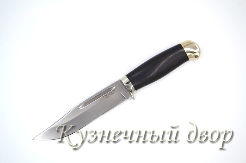 Нож  "Таежный"  сталь- BOHLER К 340, рукоять- мельхиор, черный граб. 