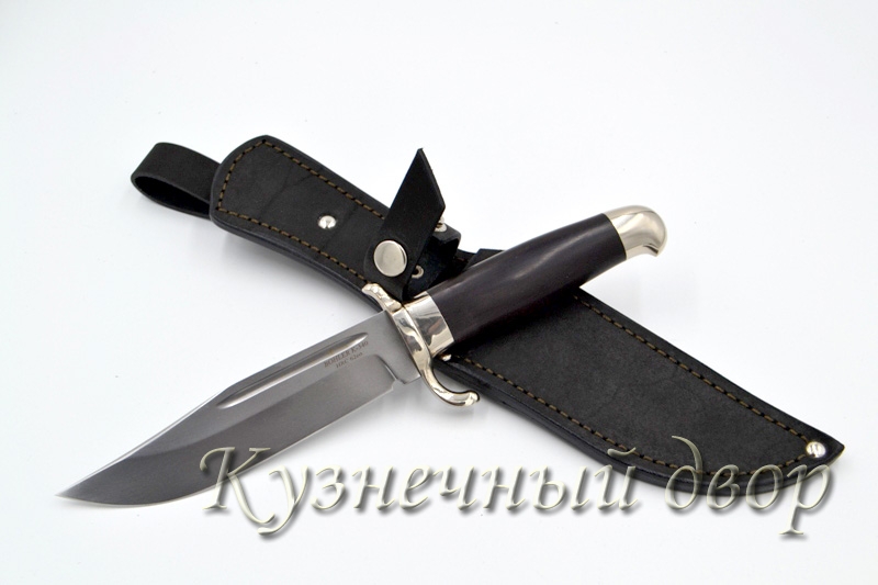 Нож   "Сайга" сталь- BOHLER К 340, рукоять- мельхиор, черный граб. 