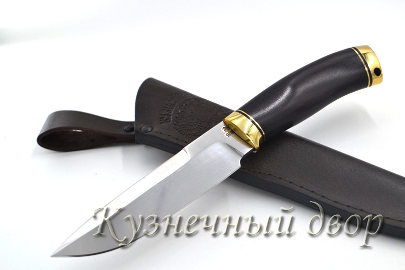Нож "Барс" сталь-110Х18 кованая, рукоять-латунь, черный граб. 