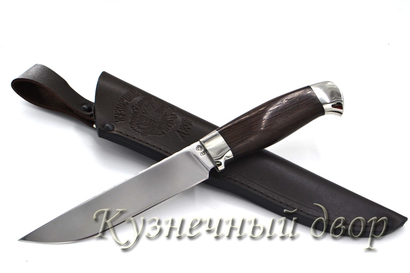 Нож "Кайман" сталь -Х12МФ кованая, рукоять- литье из мельхиора, венге.