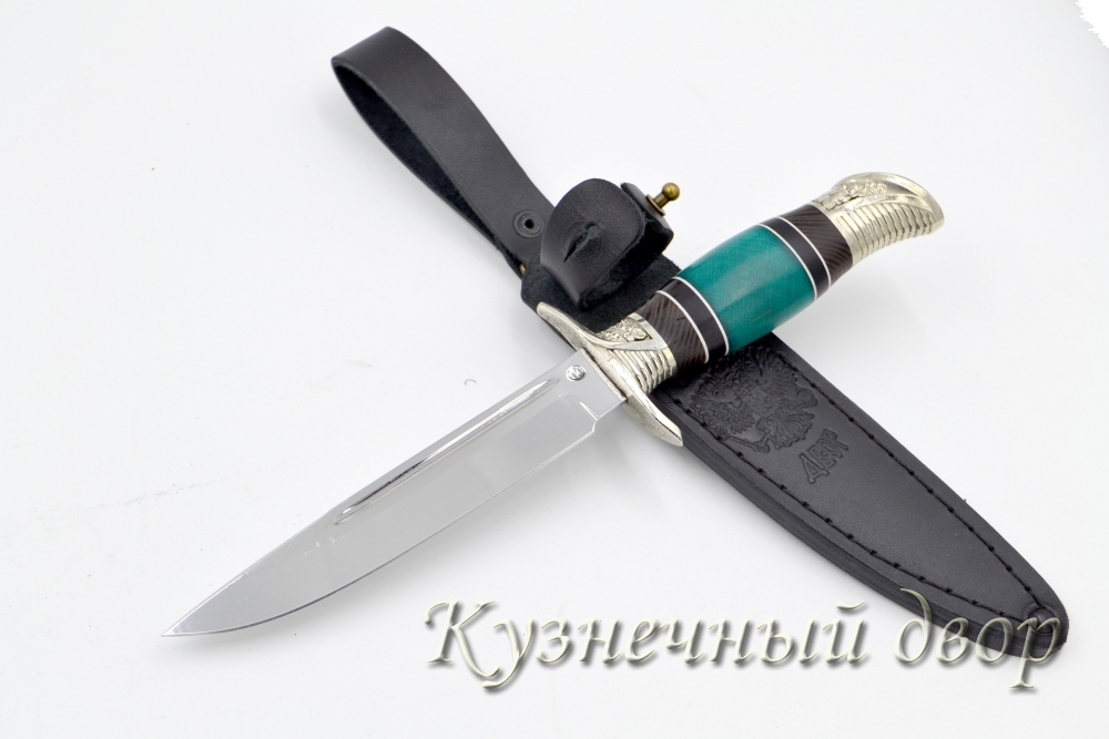 Нож "Норвежец" сталь-Х12МФ кованая, рукоять- наборная из ценных пород дерева, мельхиоровое литье.