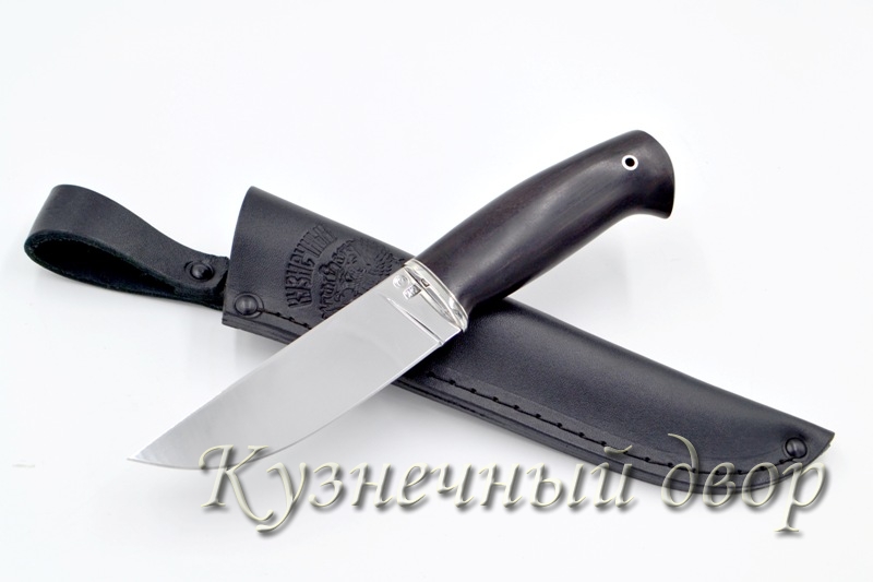 Нож "Зной" сталь -Х12МФ кованая, рукоять- мельхиор, черный граб.