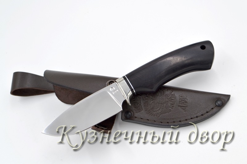 Нож  "Филин" сталь -Х12МФ кованая, рукоять-мельхиор, черный граб.