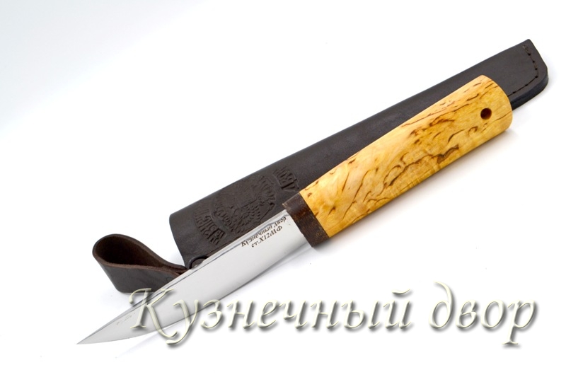 Нож "Якутский-130"  сталь -Х12МФ кованая, рукоять- карельская береза.