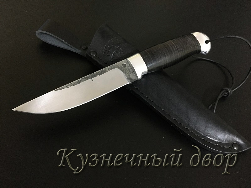 Нож "Грибник" сталь-40Х10С2М, рукоять-дюраль, наборная кожа.