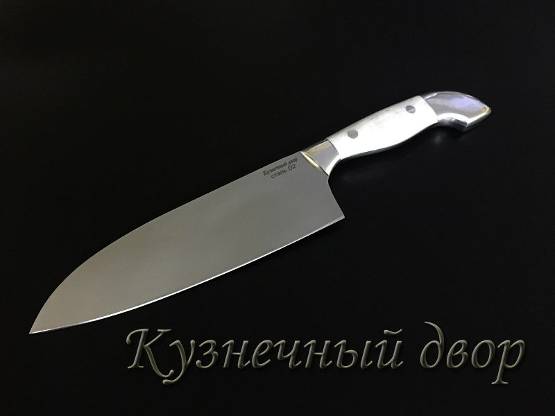 Нож "Сантоку"  цельнометаллический,  сталь-D2 , рукоять- дюраль, акрил. 