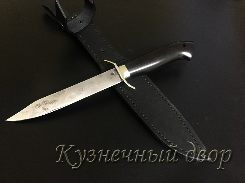 Нож "НР-40" сталь- 9ХС, рукоять- мельхиор, черный граб.