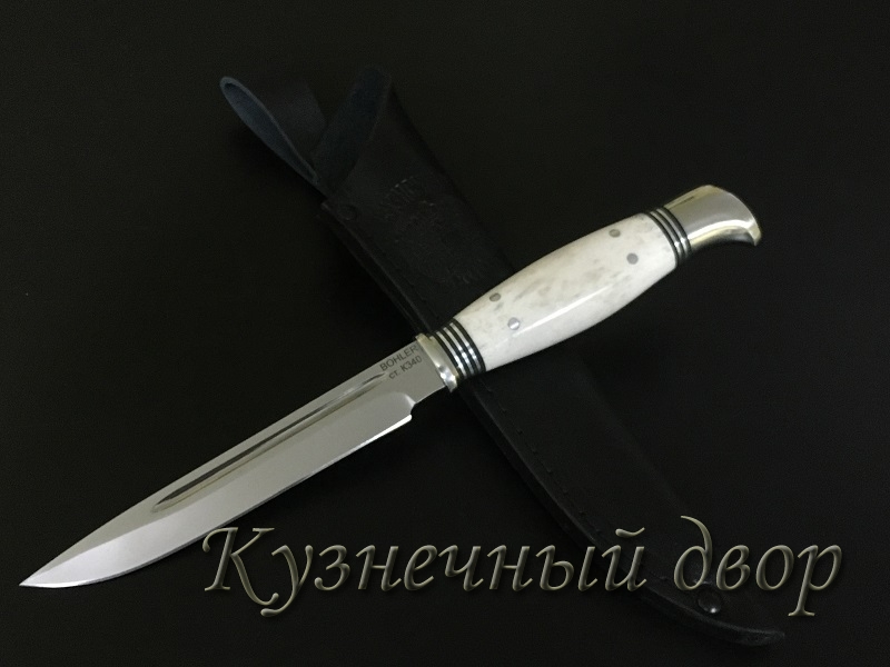 Нож НКВД,  сталь- BOHLER К 340, рукоять-мельхиоровое  литье, натуральная кость.