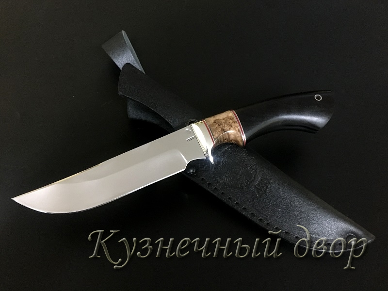 Нож "Корсар" сталь-110Х18 кованая, рукоять-мельхиор, карельская береза, черный граб.