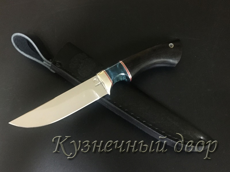 Нож "Овод" сталь-110Х18 кованая, рукоять-мельхиор, карельская береза, черный граб.
