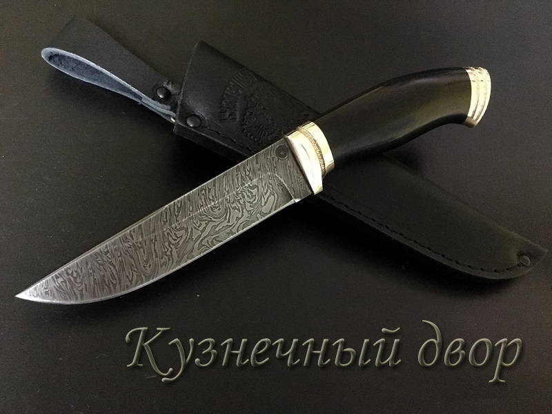 Нож "Койот"  сталь- дамаск, рукоять- художественное литье из бронзы, черный граб. 