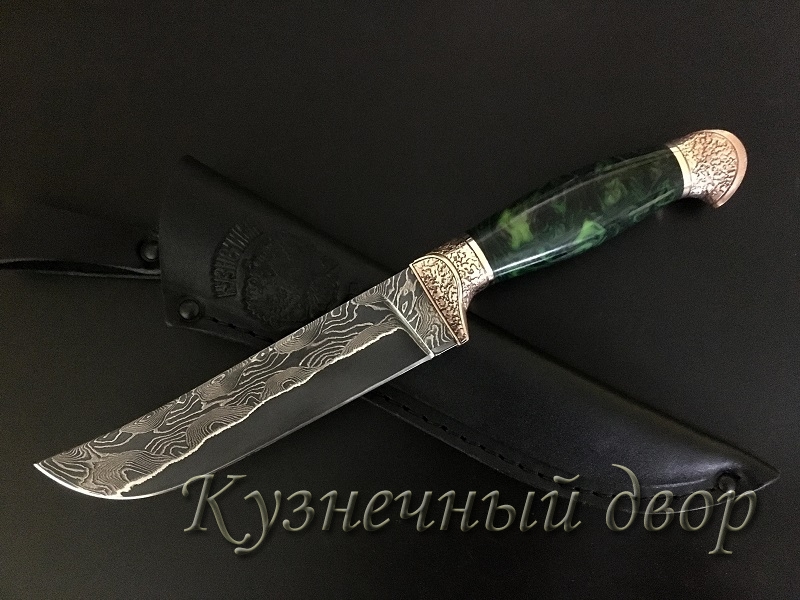 Нож ручной работы "Узбек".  Клинок- трехслойный ламинат, сердечник ШХ15.