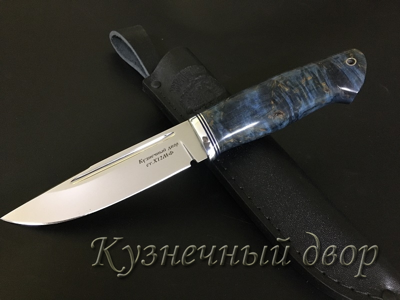 Нож "Бекас", сталь -Х12МФ кованая, рукоять- мельхиор, карельская береза.