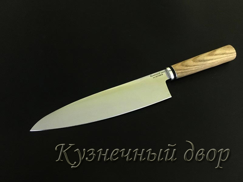 Нож "Поварской"  сталь-Х12МФ, рукоять- мельхиор, орех.