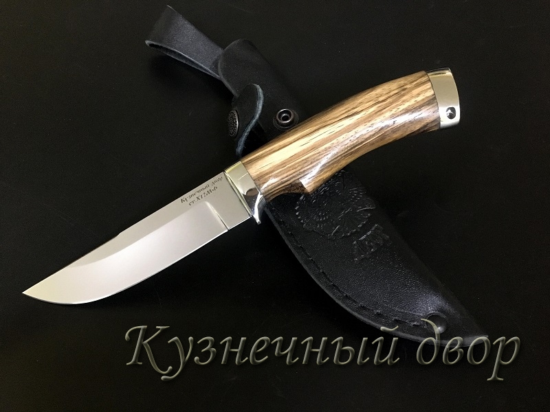 Нож  "Овод" сталь -Х12МФ кованая, рукоять- мельхиор, зебрано. 