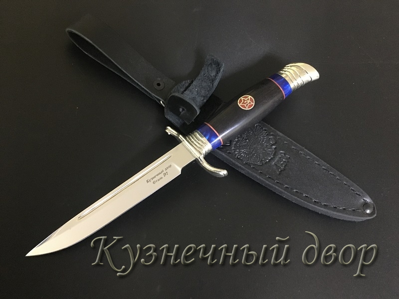 Нож "НКВД СССР"  сталь- Х12МФ, рукоять-мельхиор, акрил, черный граб.