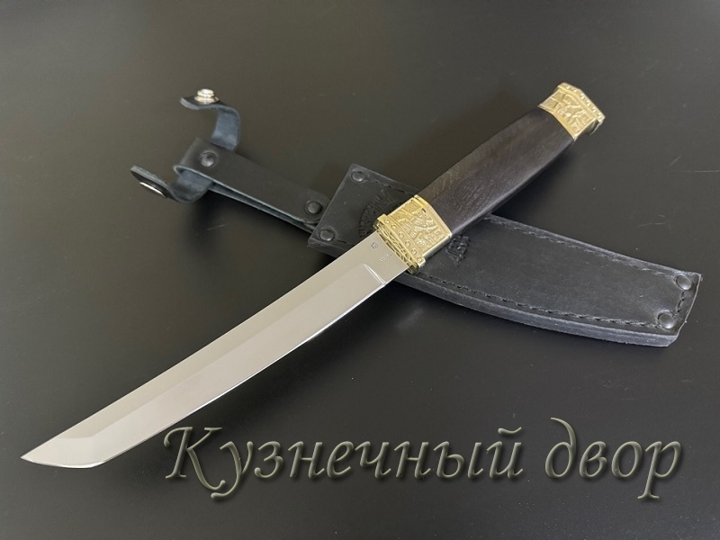 Нож "Танто", сталь-110Х18 кованая, рукоять- латунное литье, черный граб.
