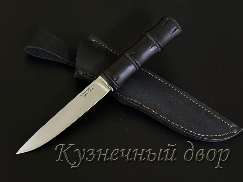 Нож "Маугли". Сталь -Х12МФ кованая, рукоять- мельхиор, черный граб с художественной резьбой.