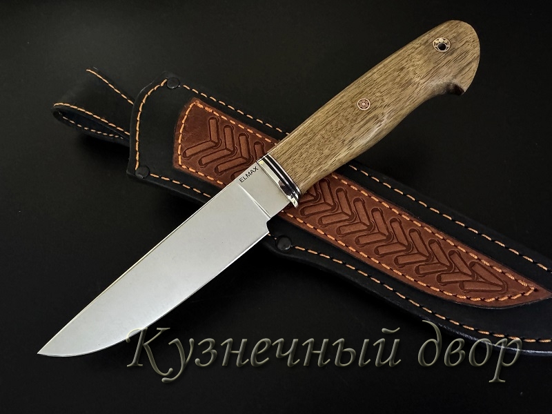 Нож "Барс", сталь-ELMAX, рукоять-мельхиор, амазакуя, мозаичные пины.
